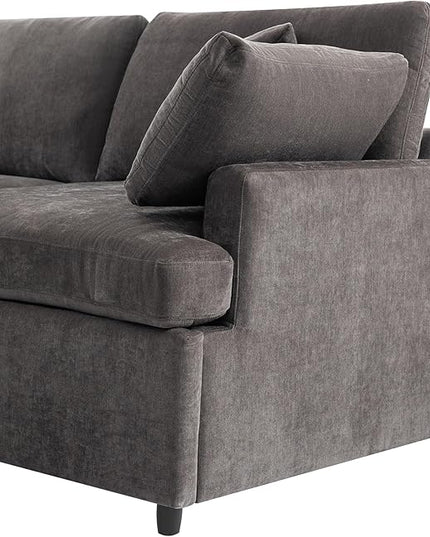 100.4" Modern Large U-Shape Modular Sectional Sofa with Removable Ottomans, Flexible Combination 6-Seater Upholstered Couch for Living Room Apartment Office, Gray, 100.4 Inch - LeafyLoom