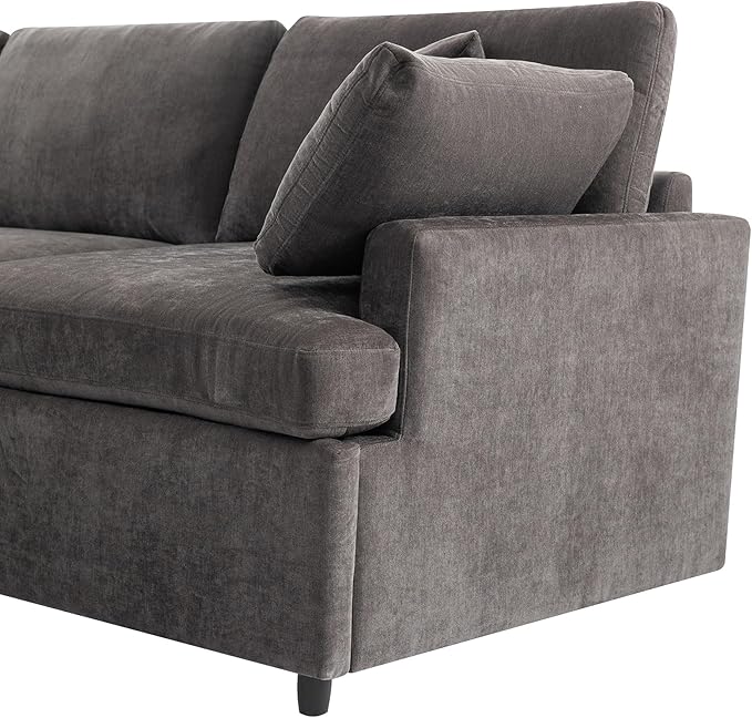 100.4" Modern Large U-Shape Modular Sectional Sofa with Removable Ottomans, Flexible Combination 6-Seater Upholstered Couch for Living Room Apartment Office, Gray, 100.4 Inch - LeafyLoom