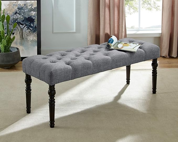 Roundhill Furniture Leviton Urban Style Dark Washed Wood Dining Set: Table, 4 Chairs and Bench, Gray - LeafyLoom
