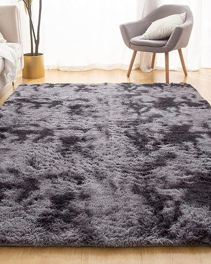 YOBATH Fluffy Shag Area Rugs 5x7 for Living Room Bedroom, Soft Fuzzy Shaggy Carpet Rugs for Girls Boys Kids Indoor Floor Nursery Home Decor, Dark Grey - LeafyLoom