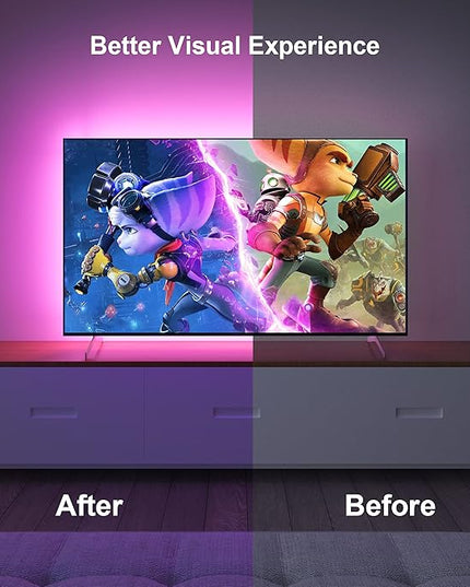 Nexillumi LED Lights for TV, 16.4 ft TV LED Backlight for 55-75 Inch, RGB LED Strip Lights Behind TV with APP Remote Control, Music Sync Smart Led Ambient Lighting for Bedroom Gaming Room Decor Nexillumi