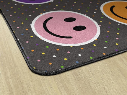 Flagship Carpets Smiley Seating (Seats 30) Classroom Area Rug or Educational Learning Mat, Kids Room or Playroom Carpet, 10'6" x 13'2", Gray/Multi - LeafyLoom