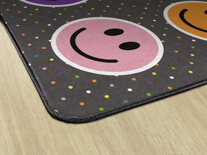 Flagship Carpets Smiley Seating (Seats 30) Classroom Area Rug or Educational Learning Mat, Kids Room or Playroom Carpet, 10'6" x 13'2", Gray/Multi - LeafyLoom
