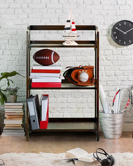 Casual Home Stratford 3-Shelf Folding Bookcase-Warm Brown - LeafyLoom