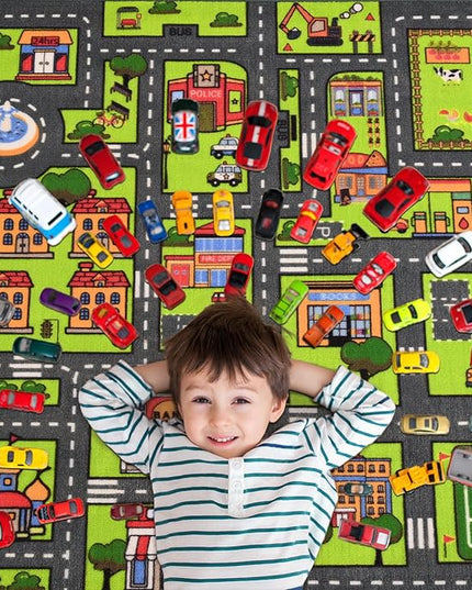 Zareas 3x5 Feet Kids Area Rug Play mat Car Rug for Playroom, Children Educational City Traffic Road Map Fun Car Carpet, Car Rug for Boys Bedroom, Upgrade Anti-Skid Rectangular for Kids Rugs, 60''x36'' - LeafyLoom