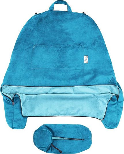Husband Pillow XXL Cover Aspen Edition Rodeo Blue, Reversible Microfiber to Microsuede, Side & Back Pockets - Handle for Easy Transport - Super Cozy Bed Rest Pillow Cover with Arms - Easy Care - LeafyLoom