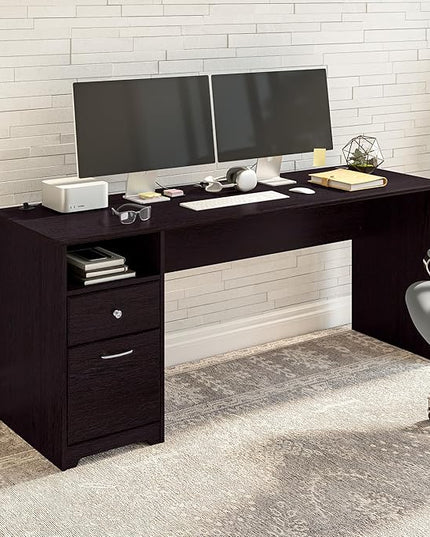 Bush Furniture Cabot 72W Computer Desk with Drawers in Espresso Oak - LeafyLoom