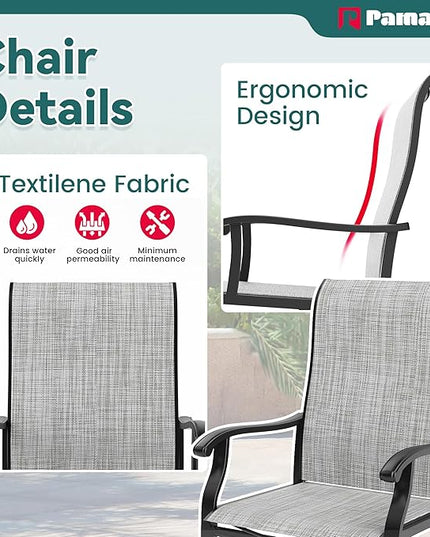 Pamapic 5 Pieces Patio Dining Set, Outdoor Dining Set for Garden Backyard Poolside Deck,Outdoor Table and Chairs Set with 4 Textilene Chairs,Gray - LeafyLoom