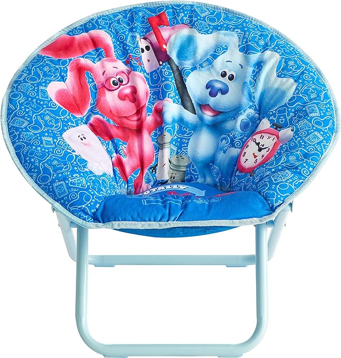 Nickelodeon Blues Clues Toddler 19” Folding Saucer Chair with Cushion, Ages 3+, Polyester - LeafyLoom