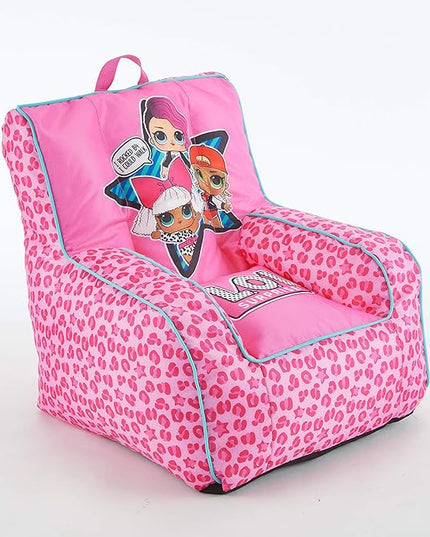 Idea Nuova LOL Surprise Kids Nylon Bean Bag Chair with Piping & Top Carry Handle, Large - LeafyLoom