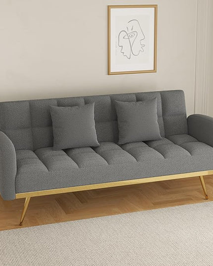 NicBex Sectional Couch Sofa with 2 Throw Pillows Sofa Bed Cloud Couch for Living Room Furniture Sets with Removable Comfortable Armrest, Modular Sofa for Living Room, Bedroom, Apartment,69" L, Gray - LeafyLoom