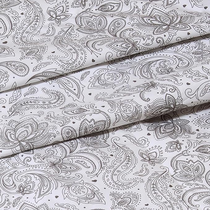 Elegant Comfort Softest and Coziest 6-Piece Sheet Set - 1500 Premium Hotel Quality Microfiber - Deep Pocket, Wrinkle Resistant 6-Piece Paisley Pattern Bed Sheet Set, King, Paisley Gray - LeafyLoom