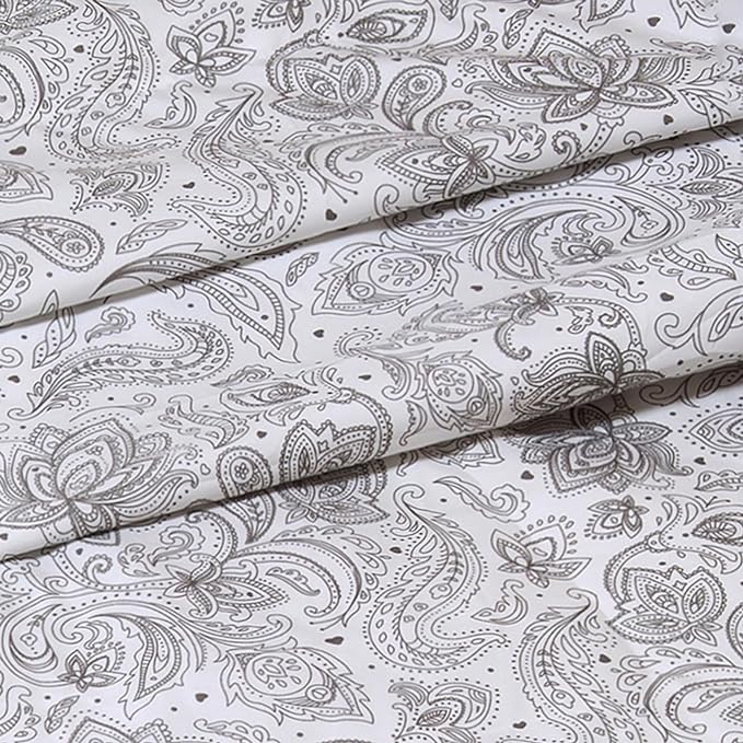 Elegant Comfort Softest and Coziest 6-Piece Sheet Set - 1500 Premium Hotel Quality Microfiber - Deep Pocket, Wrinkle Resistant 6-Piece Paisley Pattern Bed Sheet Set, Full, Paisley Gray - LeafyLoom