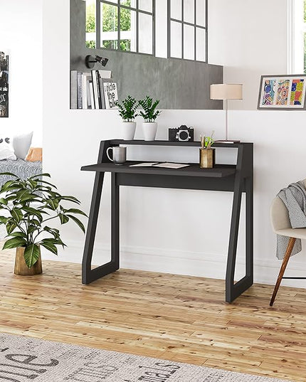 Computer Desk for Bedroom, Office & Small Spaces - Writing Desk Ideal for Students, Kids, Adults - Modern Design Compact Desk with Display Shelf - LeafyLoom