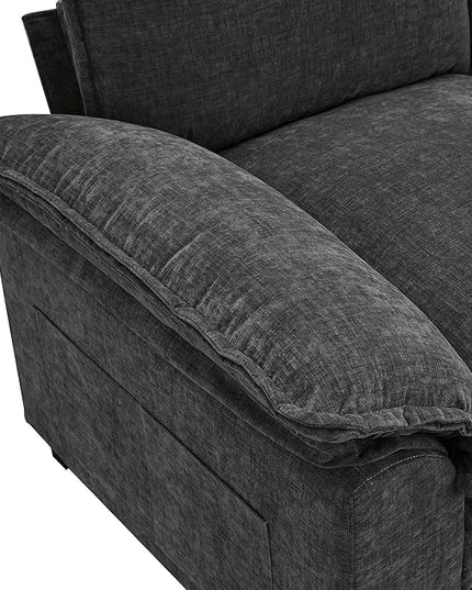 118" Sectional Sofa, L-Shaped Couch Set with Double Cushions and Chaise Lounge, 5-seat Upholstered Indoor Furniture for Living Room, Apartment, Office, 118inch, Gray - LeafyLoom