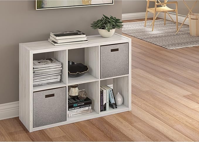 ClosetMaid 4569 Decorative Open Back 6-Cube Storage Organizer, Bleached Walnut - LeafyLoom