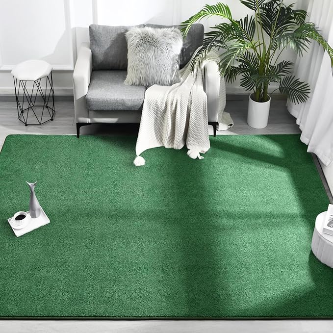 Area Rugs for Bedroom Living Room, 5x8 Green Super Soft Comfy Thickened Memory-Foam Indoor Carpets, Modern Aesthetic Minimalist Carpet for Boys Girls Adults Apartment Nursery Home Décor - LeafyLoom