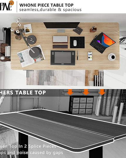 Whole Piece Desktop Manual Standing Desk Adjustable Height- Crank Stand Up Desk, Sit Stand Desk with Frame Computer Desk - LeafyLoom