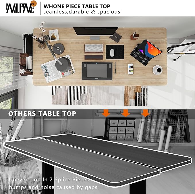 Whole Piece Desktop Manual Standing Desk Adjustable Height- Crank Stand Up Desk, Sit Stand Desk with Frame Computer Desk - LeafyLoom