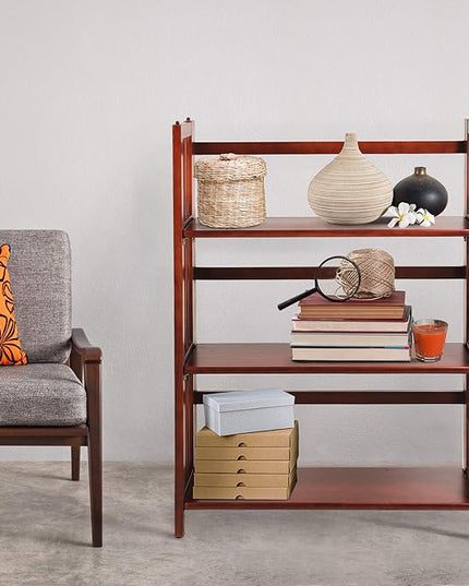 Casual Home 3-Shelf Folding Stackable Bookcase (27.5" Wide)-Walnut - LeafyLoom