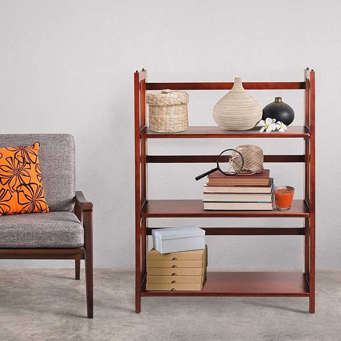Casual Home 3-Shelf Folding Stackable Bookcase (27.5" Wide)-Walnut - LeafyLoom
