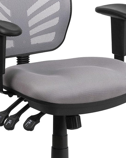 Flash Furniture Nicholas Mid-Back Swivel Office and Gaming Chair, Ergonomic Mesh Office Chair with Adjustable Lumbar Support and Height, Gray - LeafyLoom