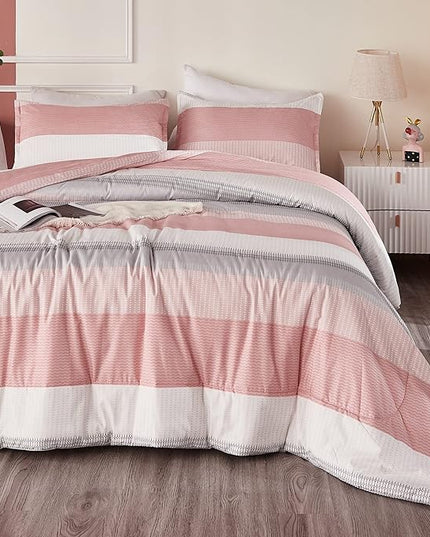 Litanika Pink Twin/Twin XL Comforter Set for Girls - 2 Pieces Blush Twin Extra Long Size Lightweight Bedding Comforter Set, All Season Down Alternative Comforter - LeafyLoom