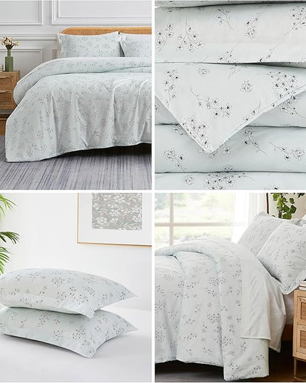 Southshore Fine Living, Inc. 3-Piece Full/Queen Comforter Set, Down Alternative All-Season Floral Comforter with Matching Shams, Soft Flowered Bedspread, Full or Queen Bedding, Sweet Florals Blue - LeafyLoom