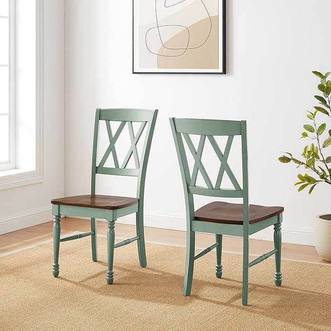 Crosley Furniture Shelby Dining Chairs (Set of 2), Distressed Teal - LeafyLoom