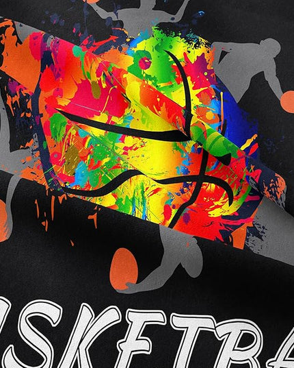 NINENINE Black Basketball Comforter Set for Boys Kids Teens Twin Size Sports Bedding Watercolor Tie-dye Comforter Color Graffiti Hip Hop Style Bed Set with 1 Comforter 1 Pillowcase - LeafyLoom