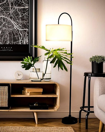 Brightech Nora Bright Arc Tall Lamp, Contemporary LED Floor Lamp, Standing Lamp for Living Rooms & Offices, Mid-Century Modern Standing Lamp with Heavy Base for Bedroom - Black - LeafyLoom