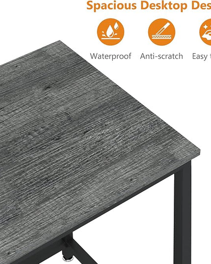 47 Inch Small Space Computer Desk, Home Office Desk, Heavy Duty Multipurpose Table, Study Desk Workstation, Gray - LeafyLoom