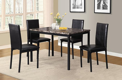 Roundhill Furniture Noyes Metal Dining Table with Laminated Faux Marble Top - LeafyLoom