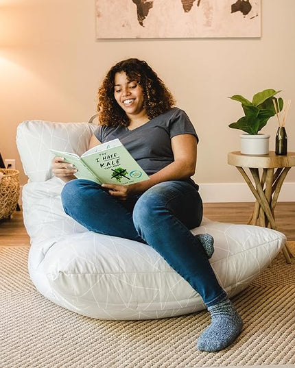 Big Joe Roma Bean Bag Chair, Moonstone Tessellation Lenox, Durable Woven Polyester, 3 feet - LeafyLoom