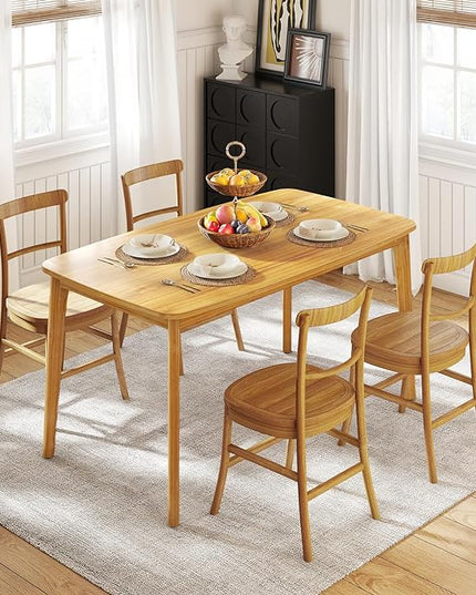 KKL Dining Table, 47“ Malaysian Oak Kitchen Table, Farmhouse Wood Dining Table for 2, Easy Assembly, Natural - LeafyLoom
