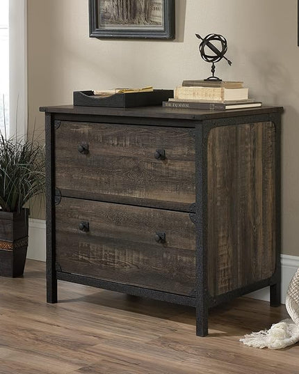 Sauder Steel River Lateral File, L: 30.08" x W: 20.75" x H: 29.53", Carbon Oak Finish - LeafyLoom