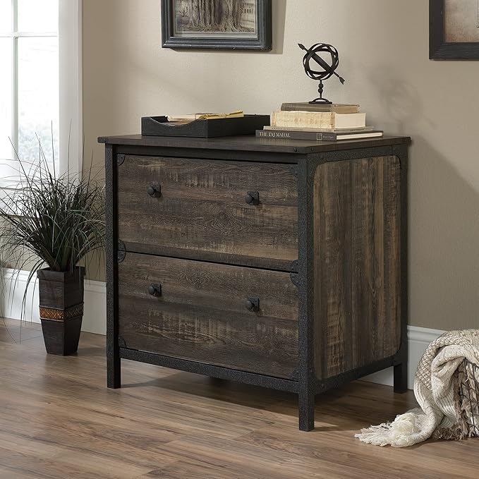Sauder Steel River Lateral File, L: 30.08" x W: 20.75" x H: 29.53", Carbon Oak Finish - LeafyLoom