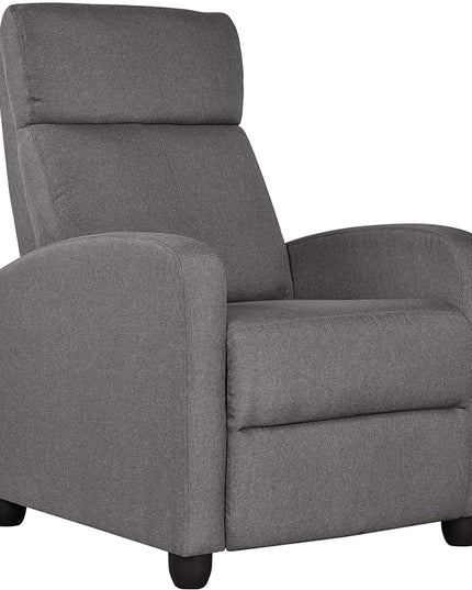Yaheetech Fabric Recliner Chair Sofa Ergonomic Adjustable Single Sofa with Thicker Seat Cushion Modern Home Theater Seating for Living Room Matte Grey - LeafyLoom
