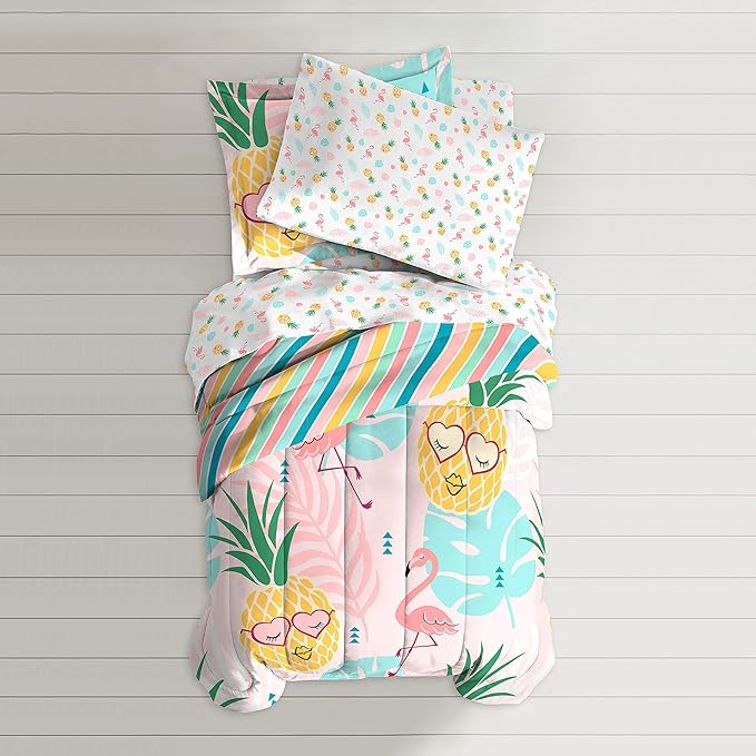 dream FACTORY Pineapple Comforter Set, Full, Pink,2A863602PK - LeafyLoom