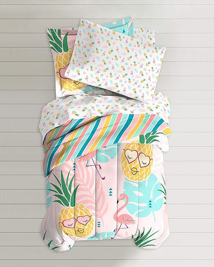 dream FACTORY Easy-Wash Super Soft Microfiber Comforter Bedding, Twin, Pineapple Pink - LeafyLoom