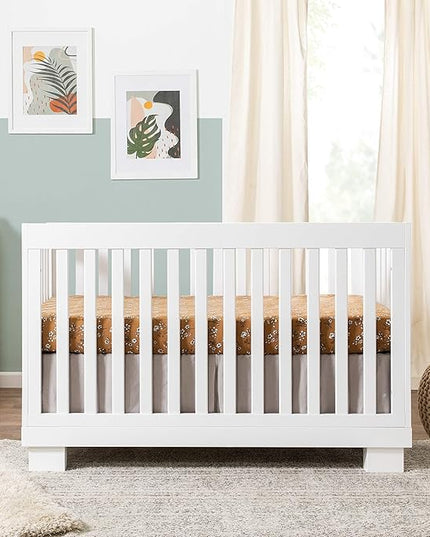Babyletto Modo 3-in-1 Convertible Crib with Toddler Bed Conversion Kit in White, Greenguard Gold Certified - LeafyLoom