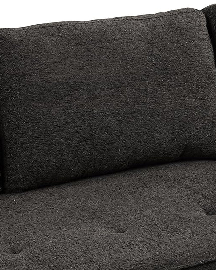 Convertible Futon Bed, Button Tufted Folding Sleeper Adjustable Backrest,Wooden Frame & 2 Pillows Small Sofa & Couches for Living Room,Apartment,Home Decor, Black 104.5" - LeafyLoom