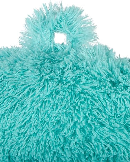 Klear Vu Shaggy Reading Pillow Back Rest Body Pillow for Adults and Kids, Lumbar and Arm Support on Bed, Chair, Couch, Sofa and Floor, 30" x 21", One Size, Aqua Sky - LeafyLoom