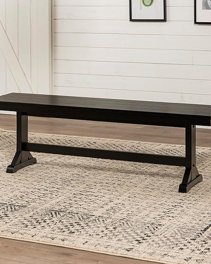 Walker Edison 3 Person Modern Farmhouse Wood Armless Kitchen Table Set Dining Chairs, 60 Inch, Black & Modern Farmhouse Wood X-Back Armless Dining Chairs Kitchen, Set of 2, Black - LeafyLoom