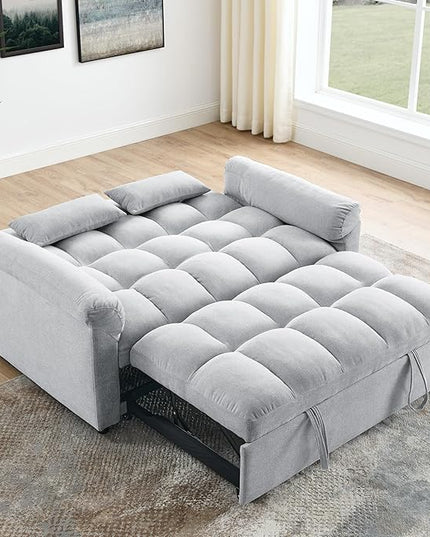 Large 2 Seater Sofa&Couch Loveseat W/Pull Out Sleeper Couch Bed and Pillows,3 in 1 Reclining Backrest Love Seat Convertible Twin XL Size Sleeper&Sofabed for Home Apartment Office Living Room - LeafyLoom