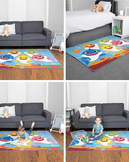 Franco Kids Room Non Slip Area Rug, 69 in x 52 in, Baby Shark - LeafyLoom