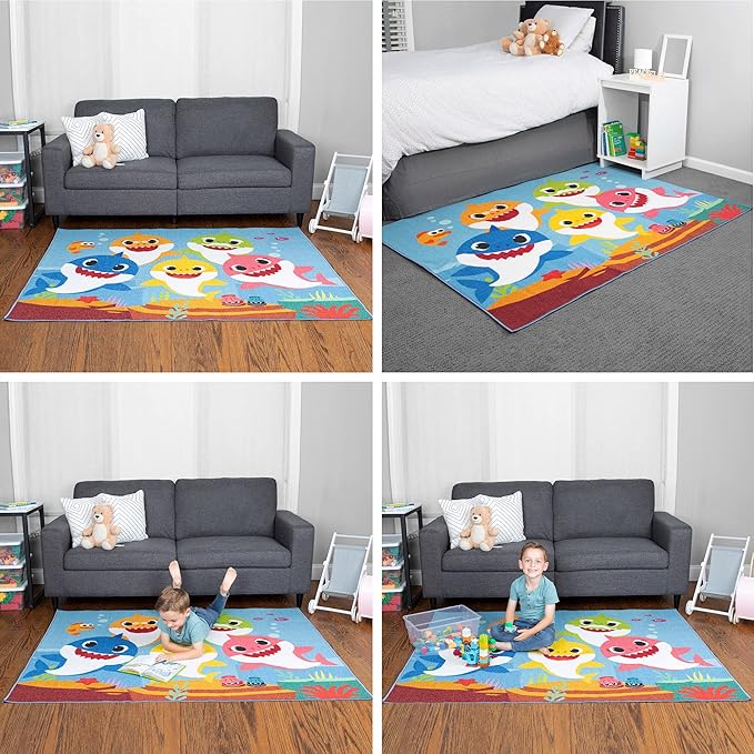 Franco Kids Room Non Slip Area Rug, 69 in x 52 in, Baby Shark - LeafyLoom