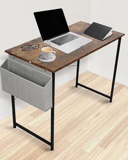 HealSmart Home Office Computer Desk, Modern Style Design with Headphone Hooks for Working, Writing and Gaming, 32 Inch, 47 Inches, Deep Brown - LeafyLoom