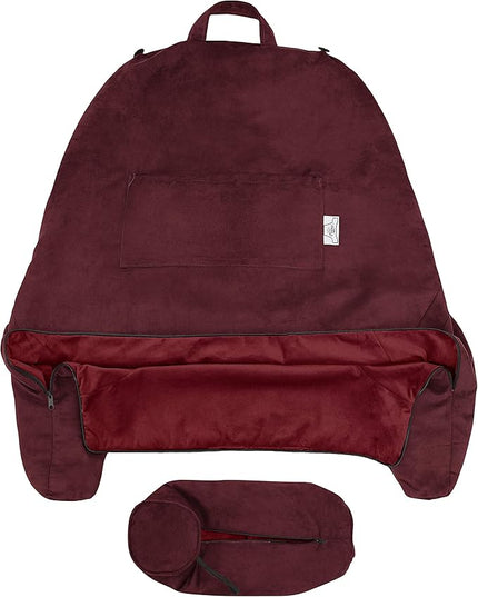 Husband Pillow XXL Cover Aspen Edition Arizona Maroon, Reversible Microfiber to Microsuede, Side & Back Pockets, Handle for Easy Transport - Super Cozy Bed Rest Pillow Cover with Arms - Easy Care - LeafyLoom