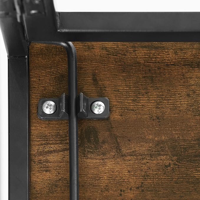 Furinno Riau No Tool/No Assembly/Folding Metal Frame Computer Desk, Rustic Oak/Black, 39 Inch - LeafyLoom